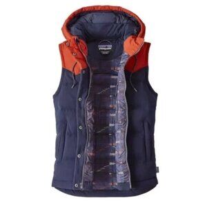 EUC Patagonia Women's Bivy Hooded Vest Blue Coal Rust Sz XS